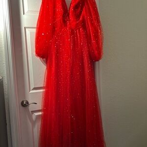 Stunning Red Gown with Sparkling Details